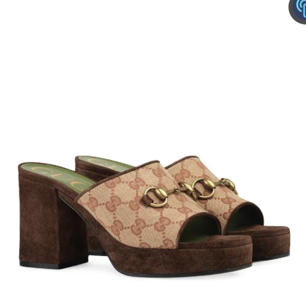 GUCCI GG platform mid heels